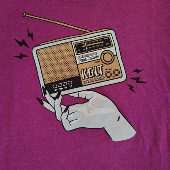 KGLT Radio T-Shirt Womens Size Large Pink Bozeman Montana Alternative Public - Picture 10 of 10